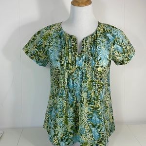 TALBOTS Petites, floral short sleeve blouse , Size P